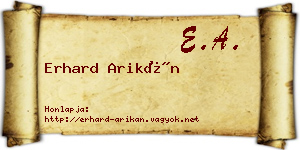 Erhard Arikán névjegykártya